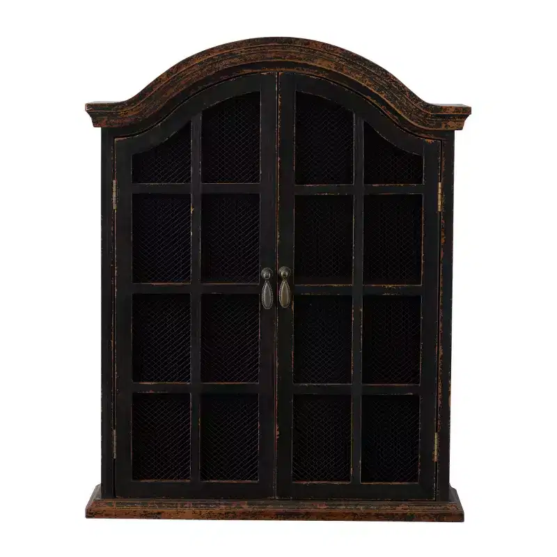 28x22 Traditional Wood Wall Shelf with Arched Shutter Doors