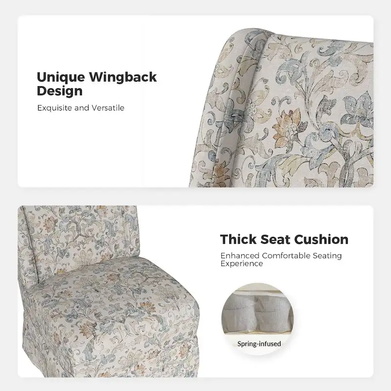 Falk Transitional Upholstered Slipper Chair with Slipcover and Solid Wood Legs Set of 2 by HULALA HOME