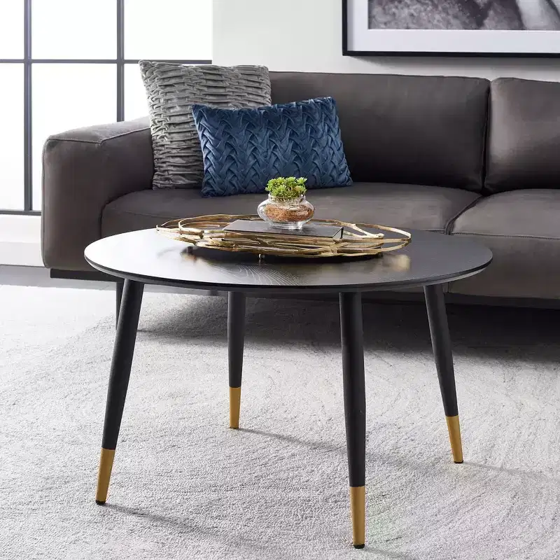 Beck Round Coffee Table - Black/Gold - Safavieh