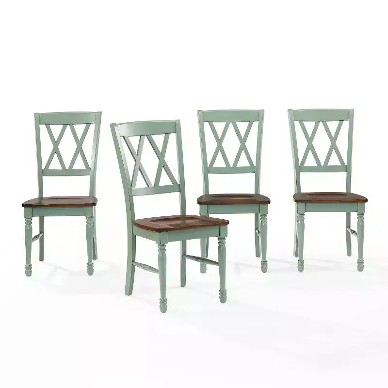 Dining Chair Set of 4 Rubberwood X-Back Armless 250 lbs Capacity Kitchen Dining Room