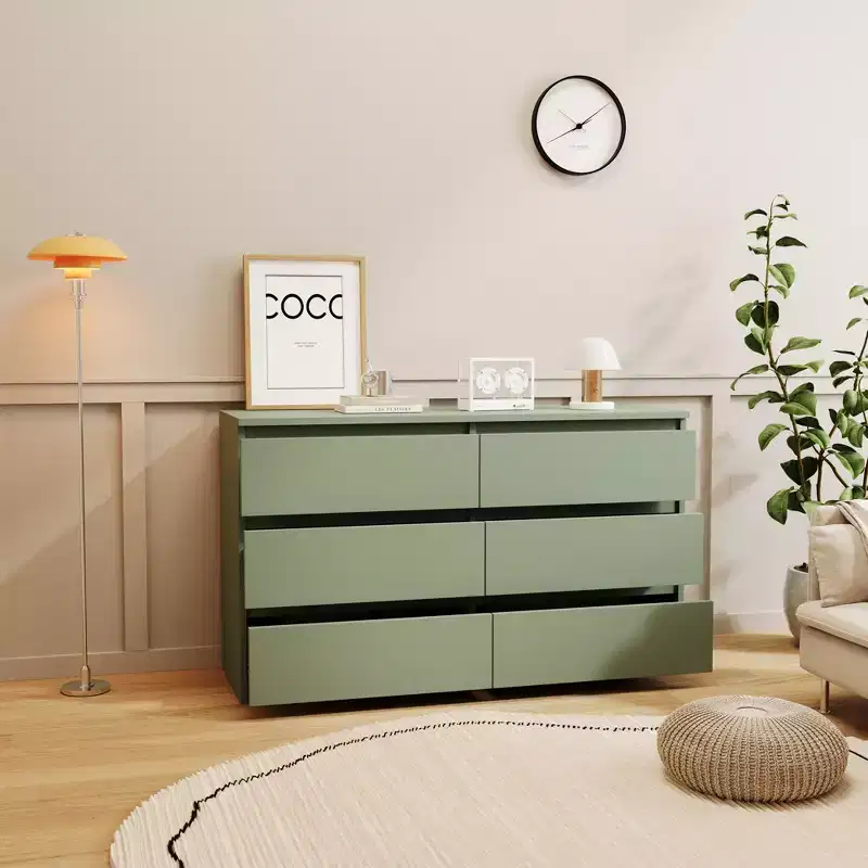GDFStudio Sergei Modern Wooden 6-Drawer Dresser with Smooth Operation