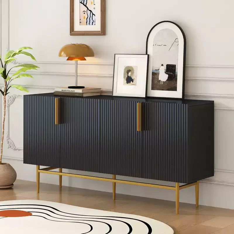 Modern Sideboard Buffet Cabinet with Metal Handles & Legs