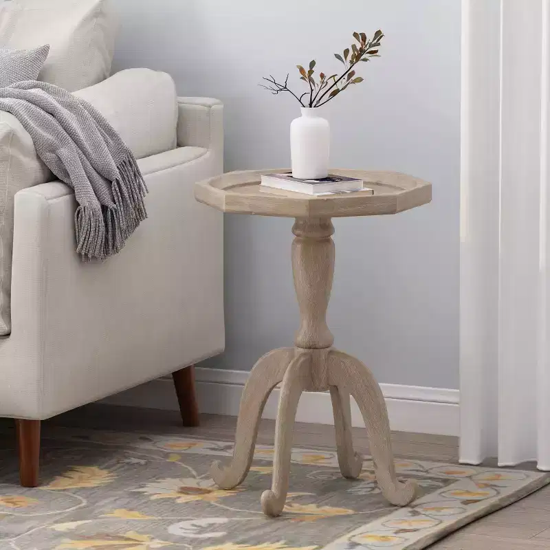 Catawissa French Country Accent Table with Octagonal Top Natural - Christopher Knight Home: Elegant Spider Leg Base, Faux Wood Finish