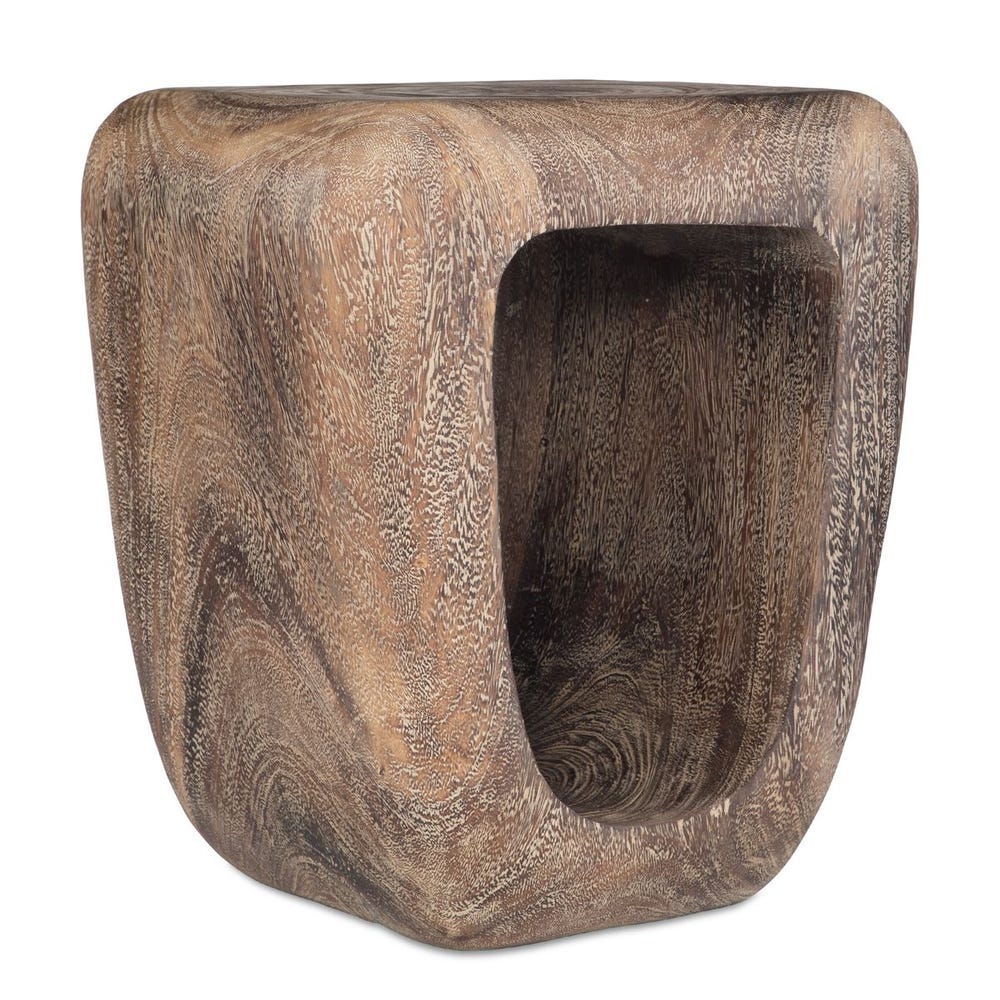 Natural Suar Wood Bleached Wash Artful Accent Stool
