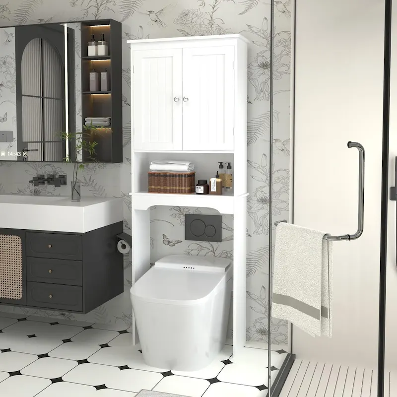 Over The Toilet Storage Cabinet, Bathroom Shelf Over Toilet, Bathroom Storage Cabinet Organizer,Wood Bathroom Space Saver