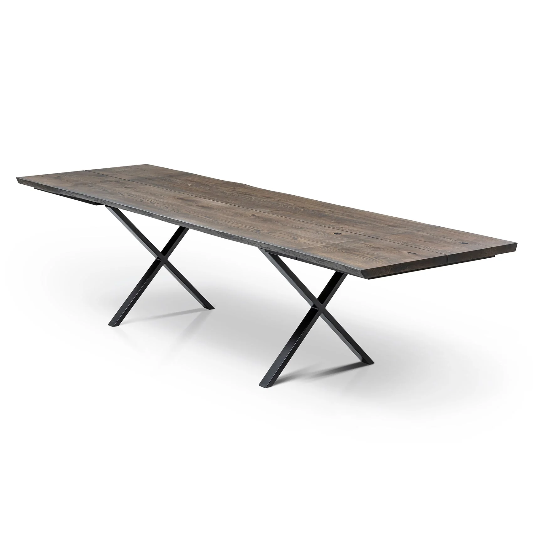 Oak Dining Table in Charcoal from 160 to 240 cm - Handcrafted from solid wood - this exquisite dark oak wood dining table is a