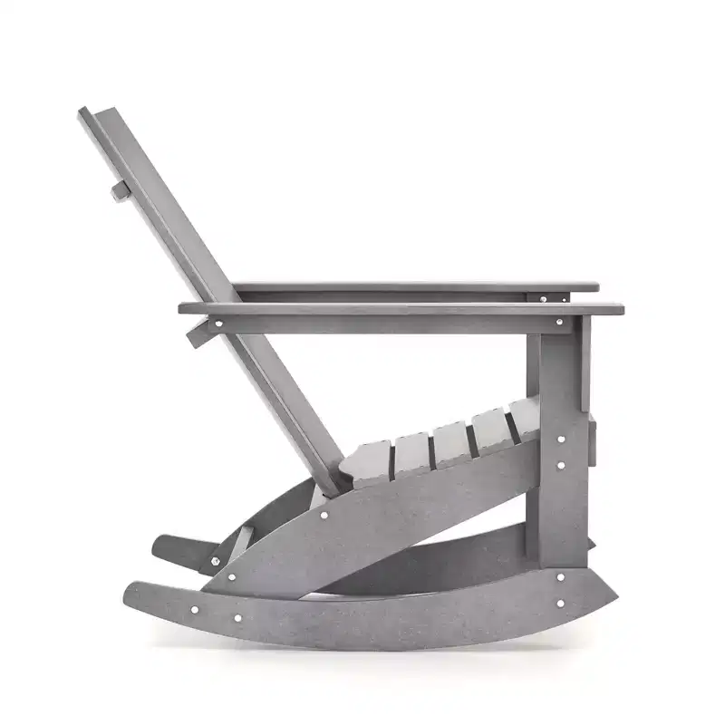 Gymax Adirondack Rocking Chair w/ Rounded Armrests HDPE Porch Rocker Supports up to 330lbs Gray