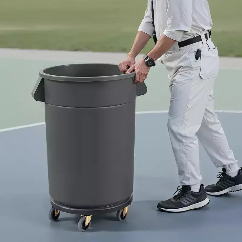 Trash Can Dolly, Fit 20, 32, 44, 55 Gallon Containers, Round Trash Can Roller Base with 4 Lockable Wheels, 500lbs Weight Capacity, Black