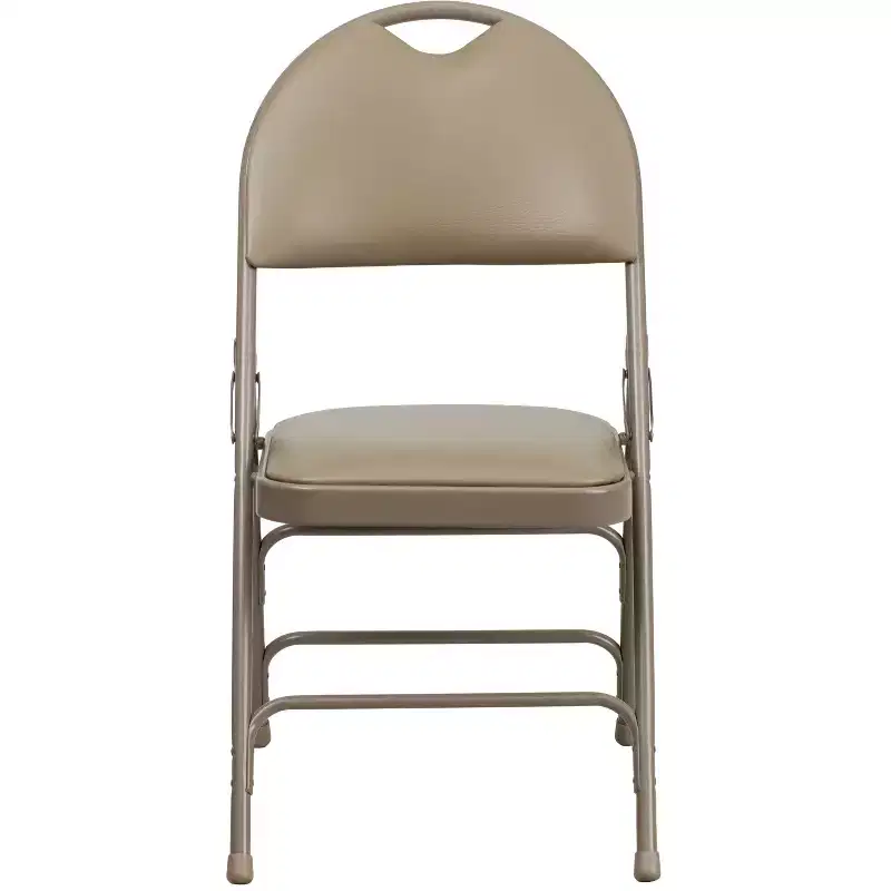 Extra Large Ultra-Premium Triple Braced Metal Folding Chair with Easy-Carry Handle