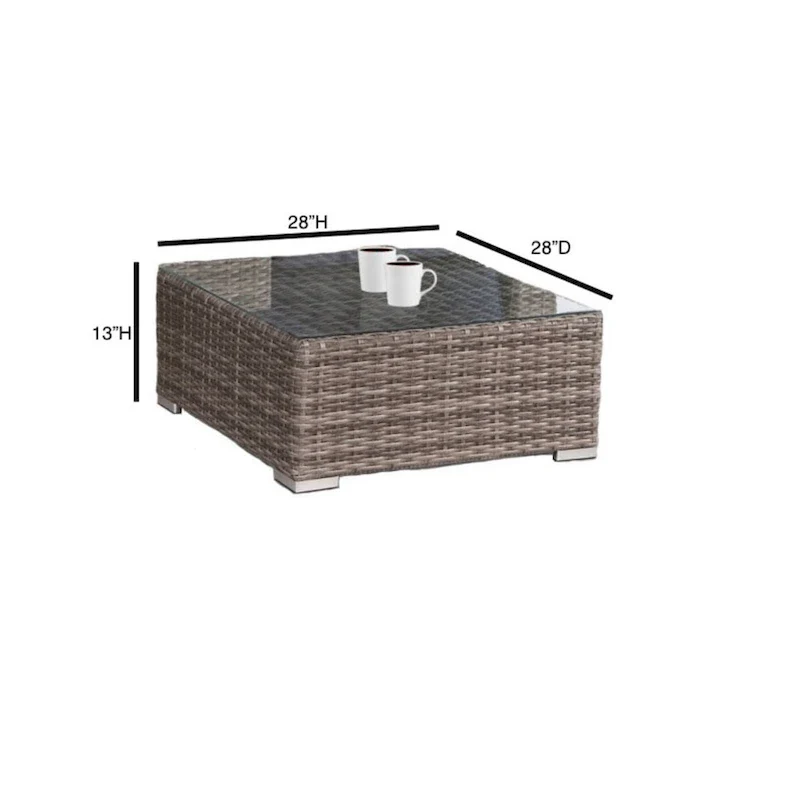 LSI Antibes Grey Wicker Sunbrella 9-piece Sofa Club Set