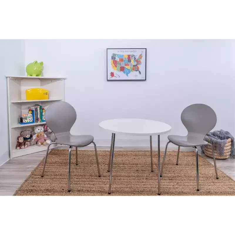 3pc Kids' Table and Chair Set with Chrome Legs - Gift Mark