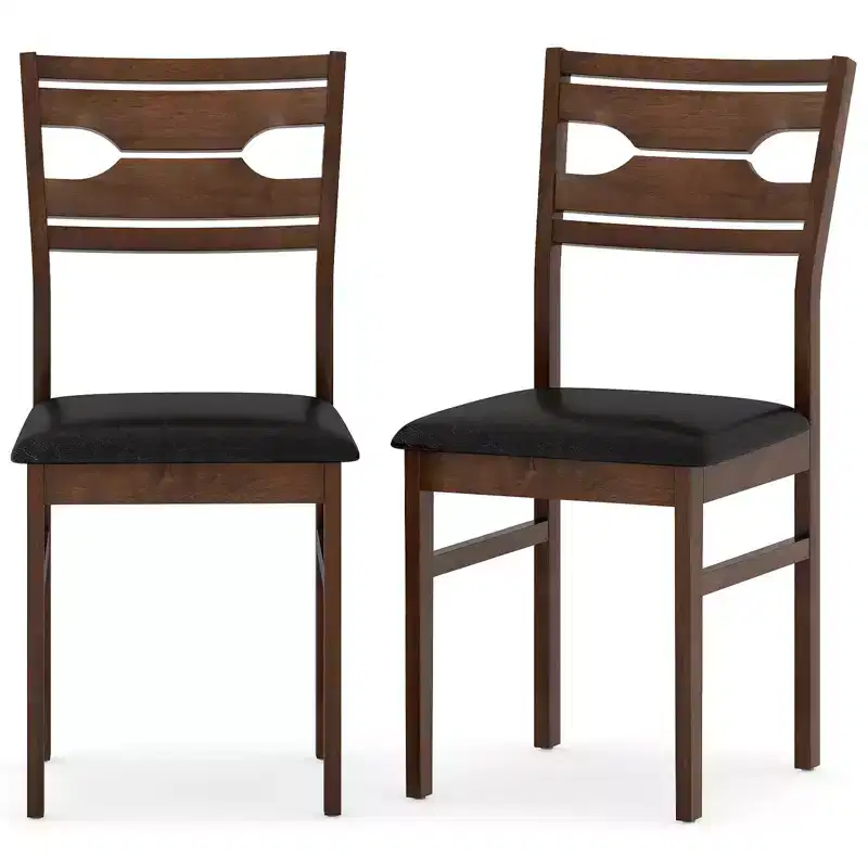 Costway Dining Chair Set of 2 w/ Rubber Wood Frame Padded Seat Curved Backrest