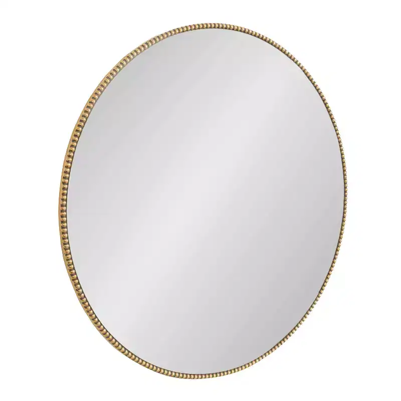 Round Beaded Accent Wall Mirror, Gold, 27.99