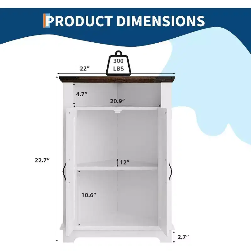 Coolmee Small Corner Bathroom Cabinet with Doors, Corner Cabinet for Bathroom, Kitchen, Living Room, White
