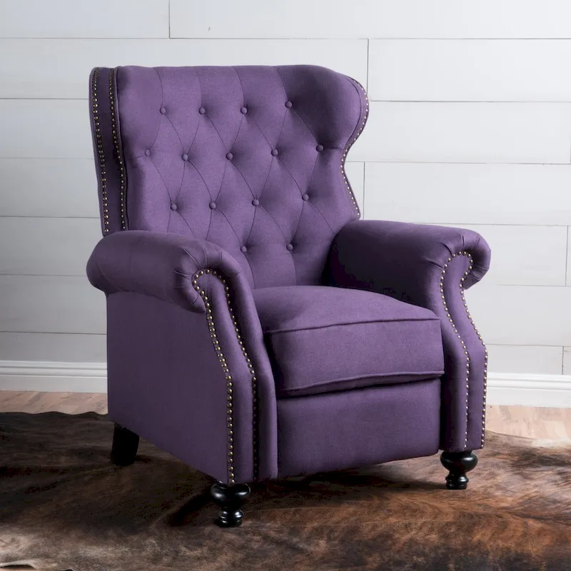 Walder Tufted Nailhead Fabric Recliner by Christopher Knight Home