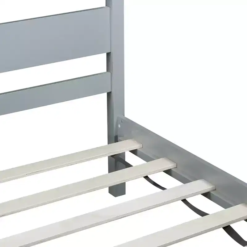 MATEERTY Twin Bed with Headboard Gray