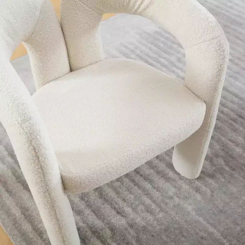 Modern Soft Chenille Accent Chair - Open Back 3-Leg Barrel - Comfy Dining Set of 2 (Beige)