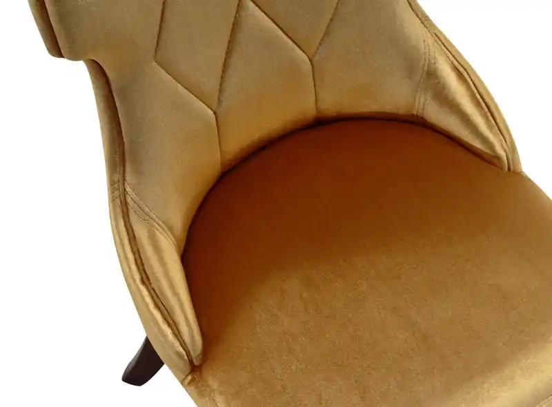Velvet Dining Chair - Antique Gold & Walnut