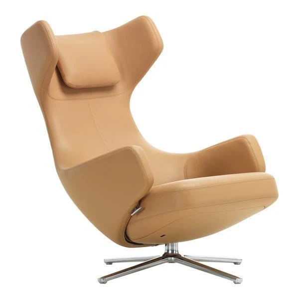 Contemporary Leather or Fabric Wing Lounge Chair with Synchronized Reclining Mechanism for Living Room