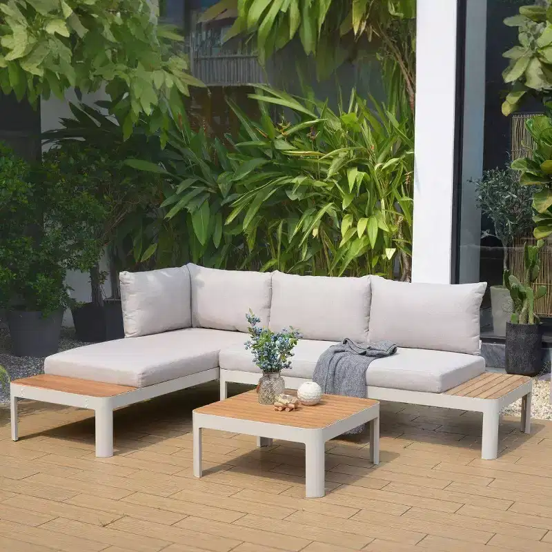 Amazonia 3pc Vista Teak/Cast Aluminum Outdoor Patio Conversation Set
