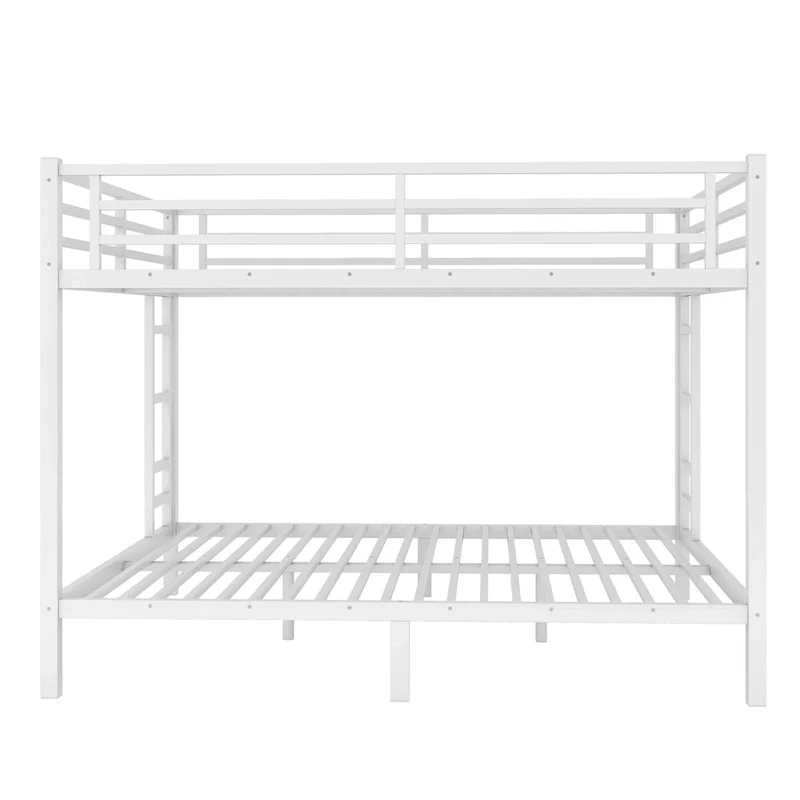 Heavy Duty Queen Over Queen Metal Bunk Bed - White