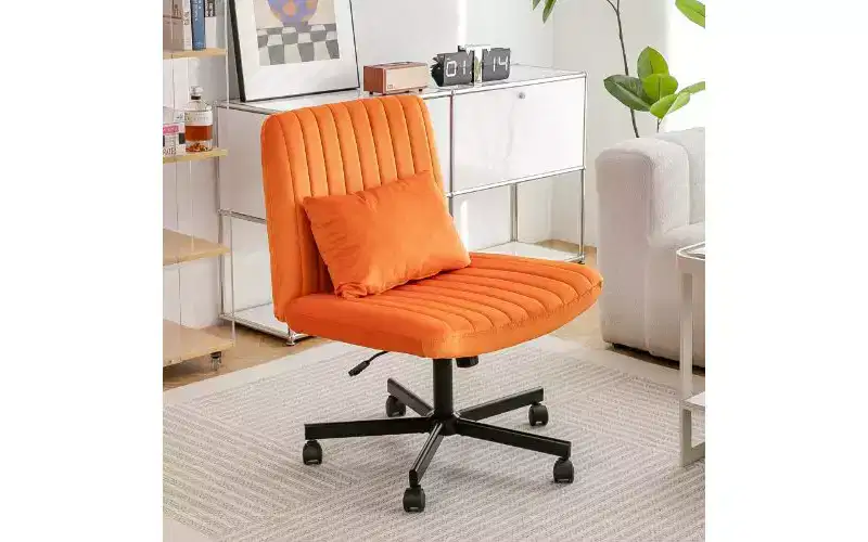 Modern Linen Swivel Criss Cross Chair, Ergonomic Office Chair, Height Adjustable Home Office Desk Chair, Versatile Armless Chair with Wheels