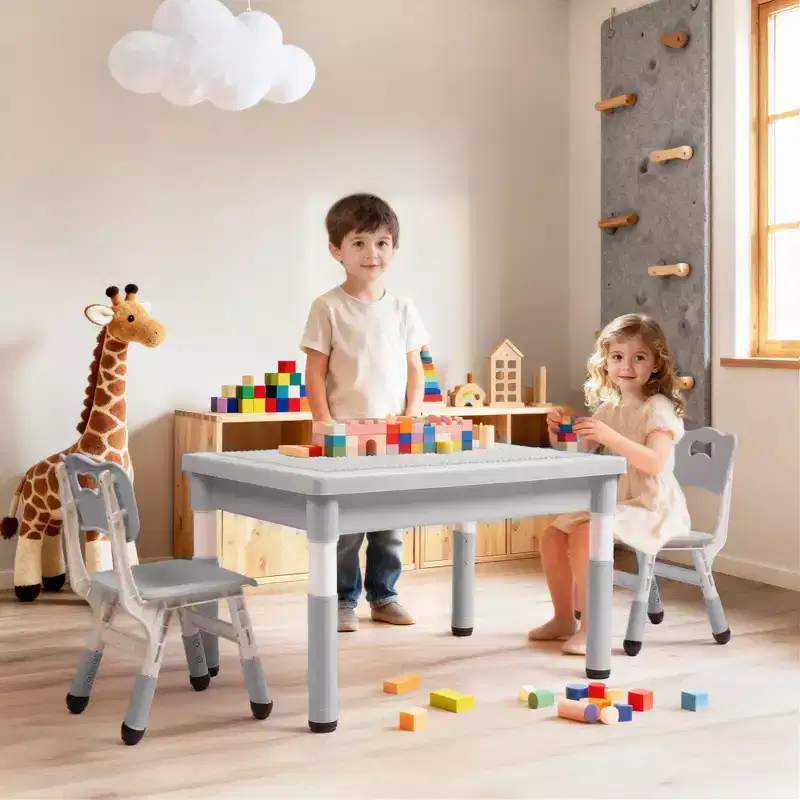 Kinder King Kids Table and Chair Set, Children Lego Table Play Activity Desk for Drawing