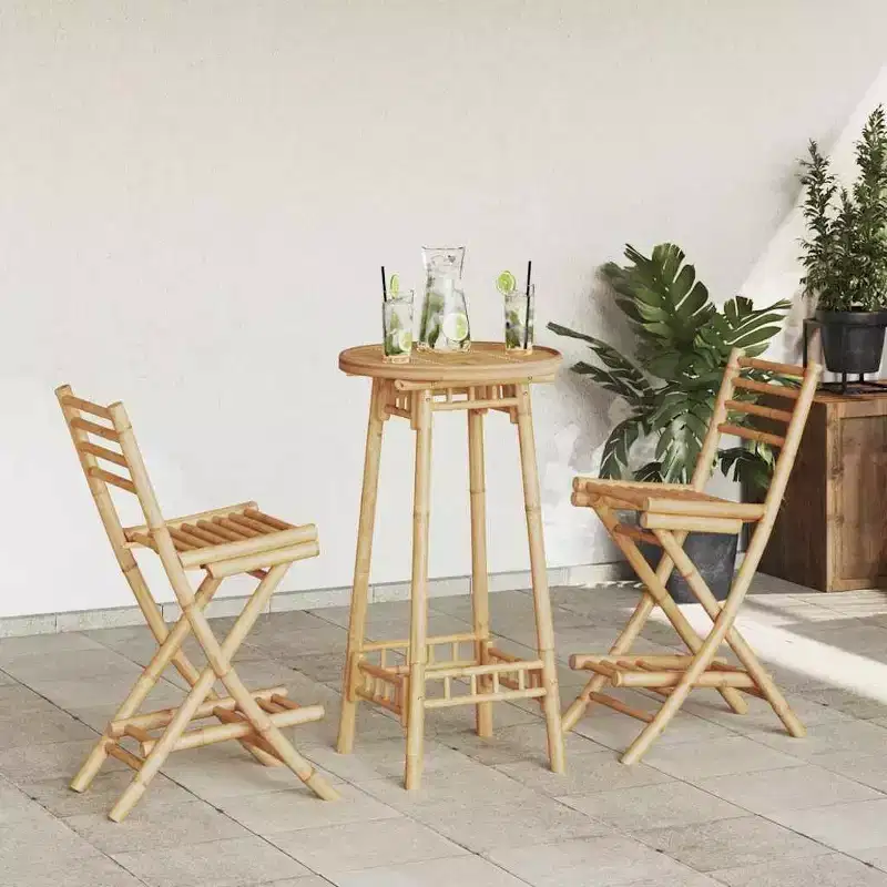 vidaXL Outdoor Bar Set Natural Bamboo Medium Foldable