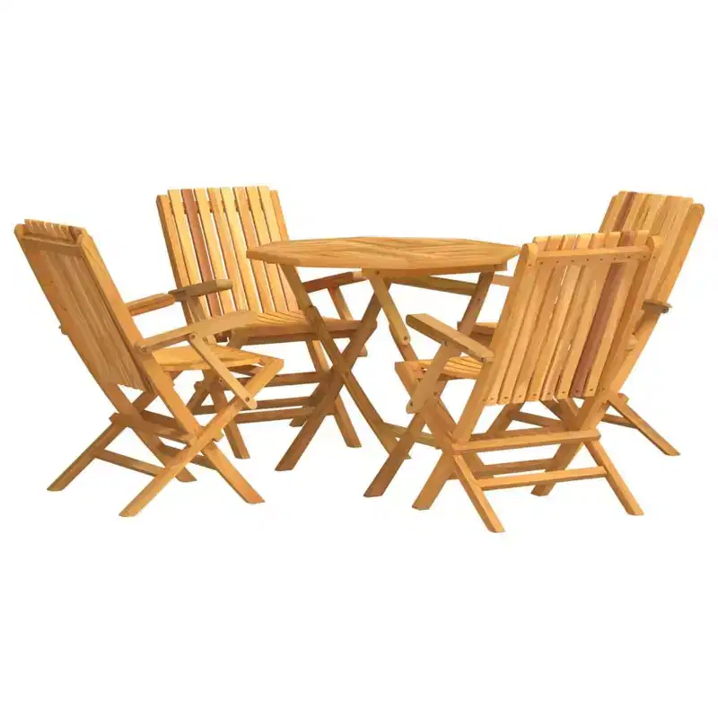 vidaXL Garden Dining Set Natural Wooden Color Solid Teak Wood Medium