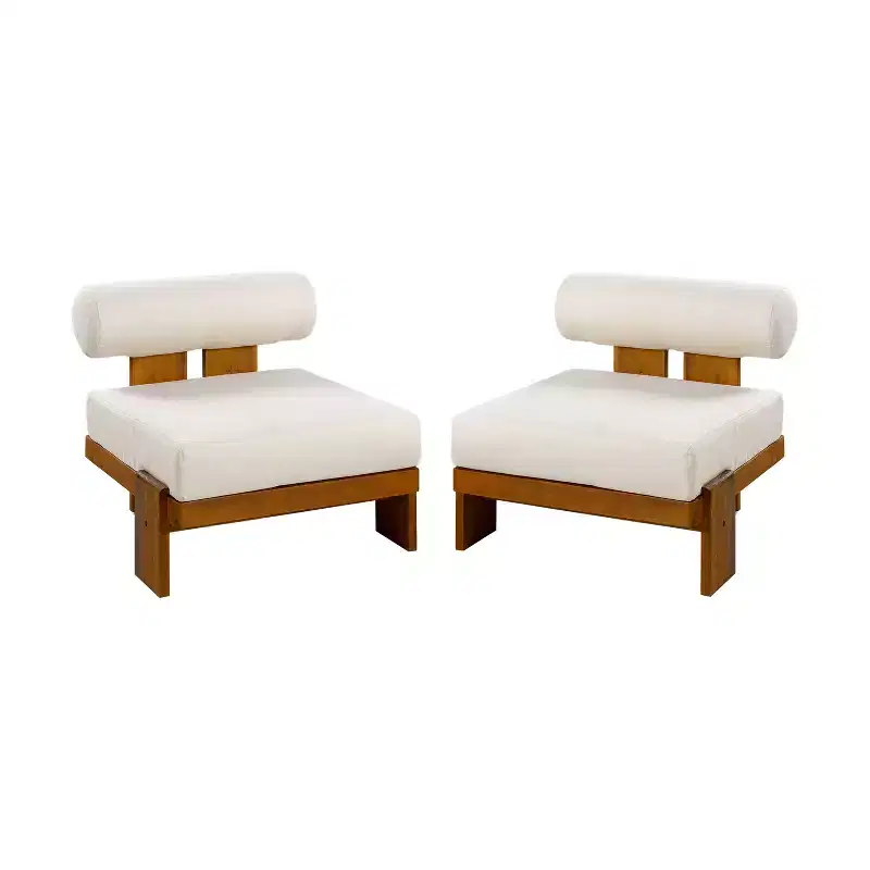 Christopher Knight Home Kavya Modern Acacia Upholstered Patio Club Chairs (Set of 2)