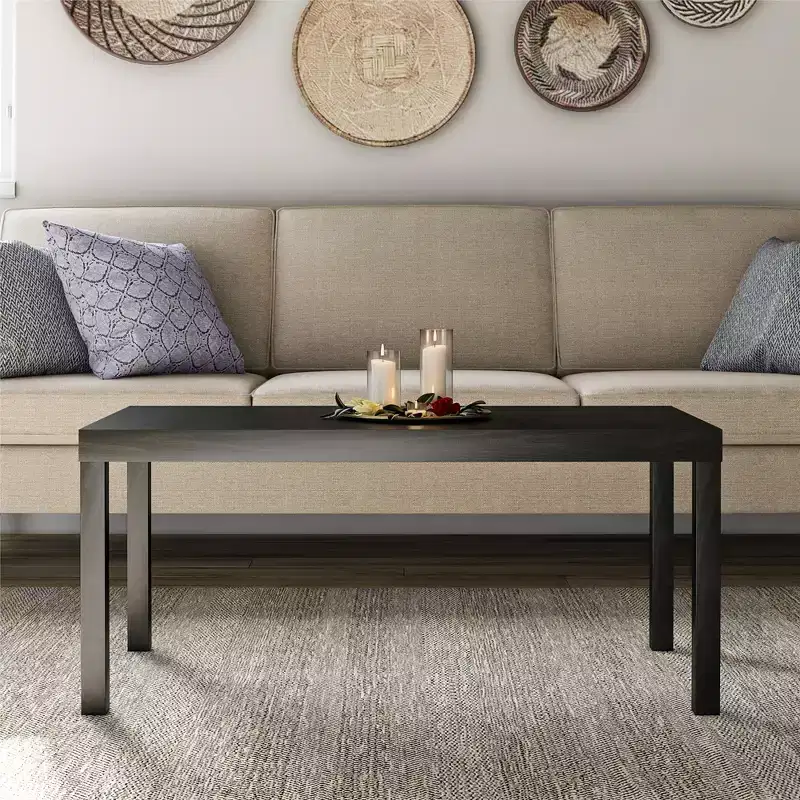 Black Oak Finish Coffee Table with 4-Leg Base