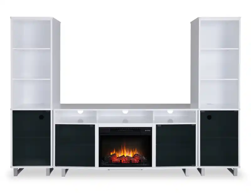 Ignatius Modern  Entertainment Centre with Electric Fireplace and Storage for TVs up to 70- White