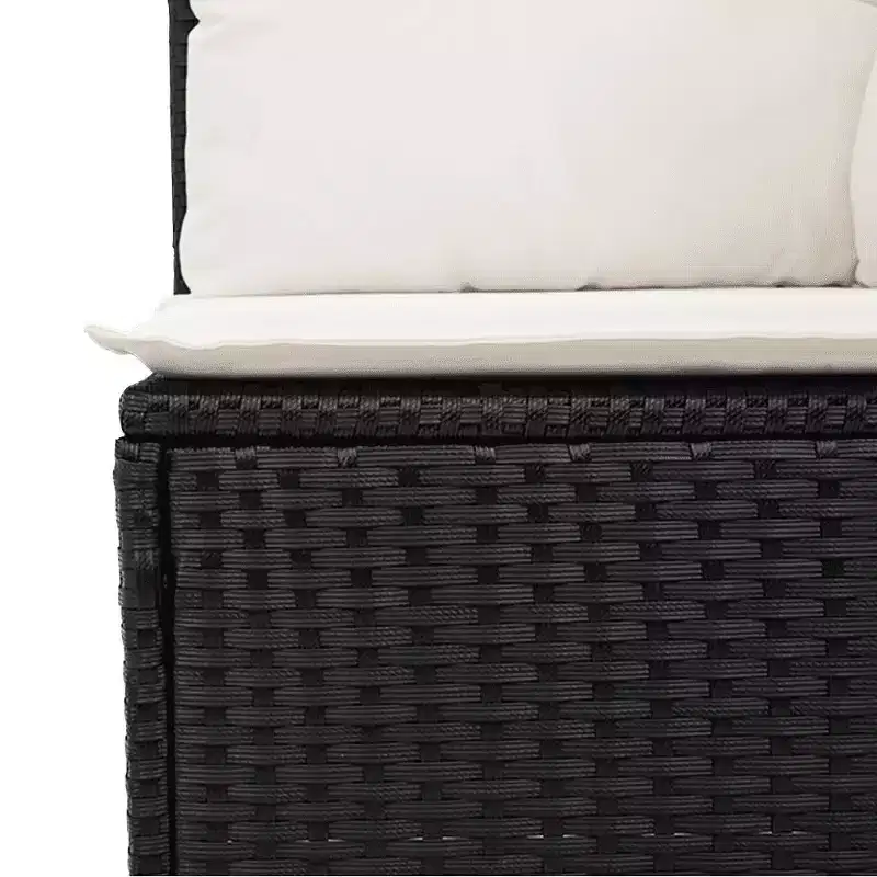 vidaXL Garden Sofa Set Black PE rattan, powder-coated steel, tempered glass