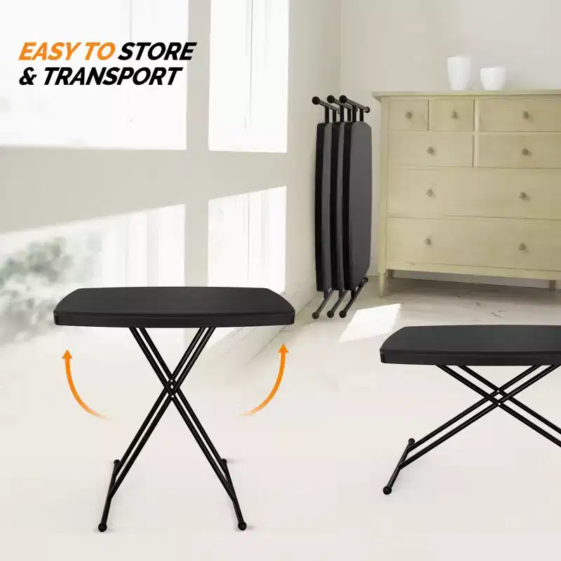 Plastic Folding Patio Table with Adjustable Height 30''x20''