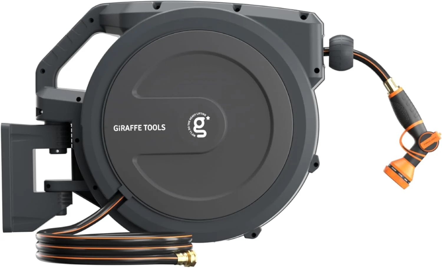 Retractable Garden Hose Reel with Auto Rewind Wall Mount and 7 Spray Patterns