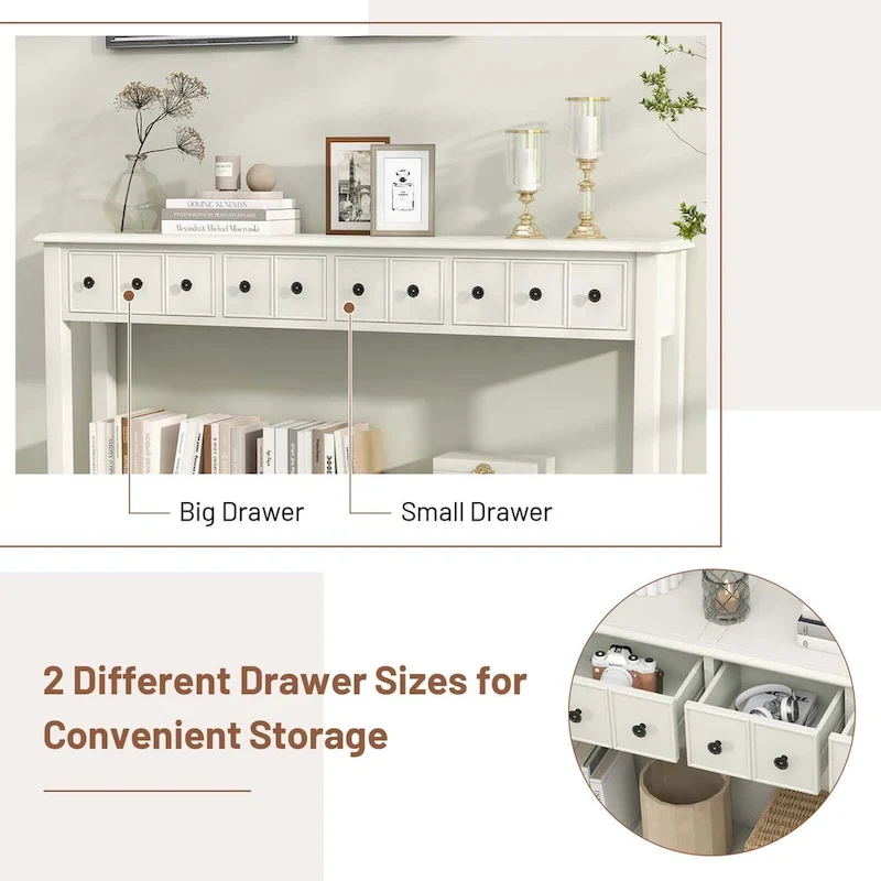 Costway 60 Console Table Retro Entryway Sofa Table with 4 Drawers & - See Details