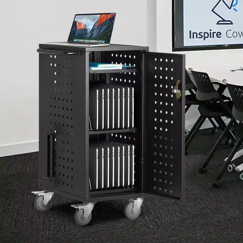 VEVOR Laptop Cart, 20 Device Mobile Charging Cart, Up to 15.6 in Screen Size, Office and Classroom Mobile Charging Cart, for Chromebook