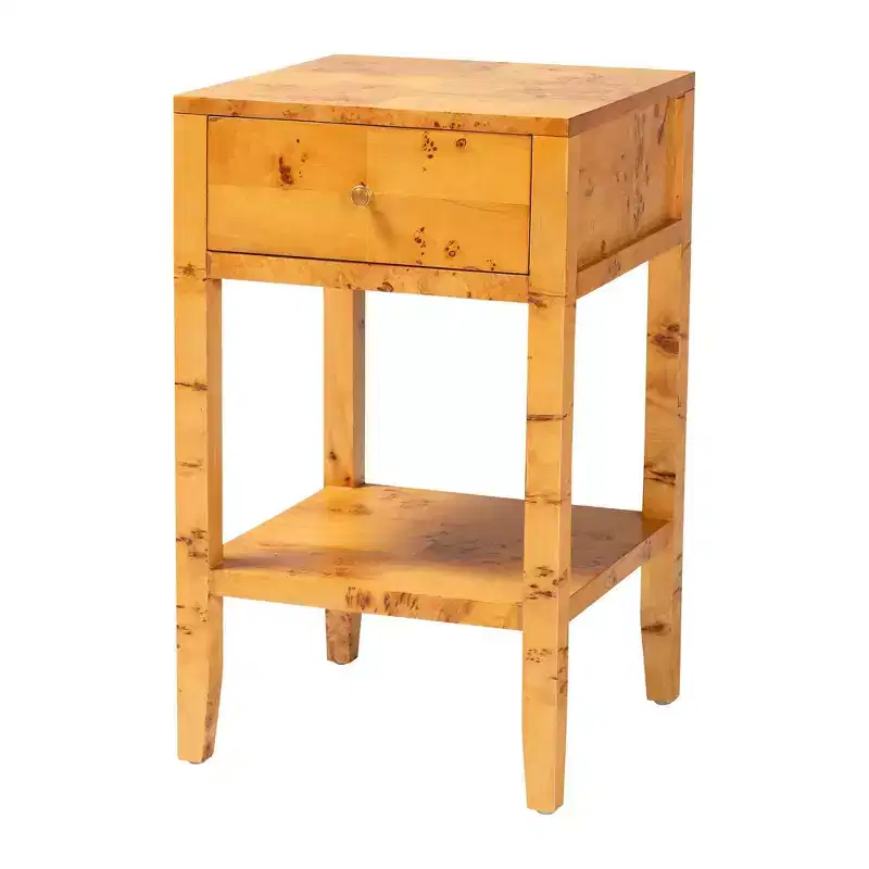 bali & pari Ghina Wood 1 Drawer Nightstand Light Mappa Burl