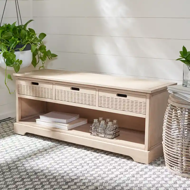 3-Drawer Storage Bench with Bottom Shelf, Single Seat – 47
