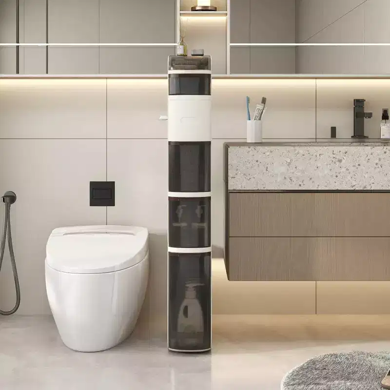 6-Tier Narrow Bathroom Storage Cabinet with Drawers, Tissue Box, and Wheels for Kitchen