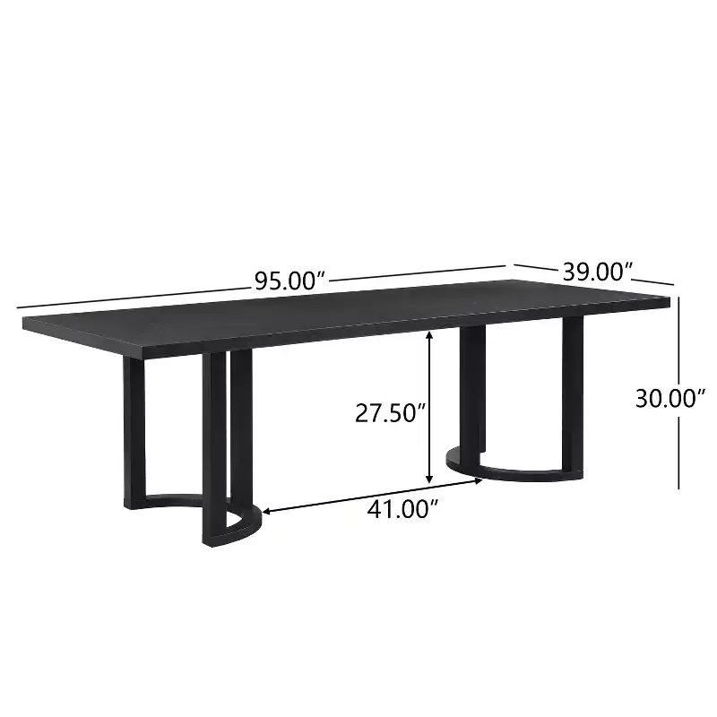 Christopher Knight Home Evat 95 Rubberwood Modern 8 Seater Rectangle Dining Table, Black