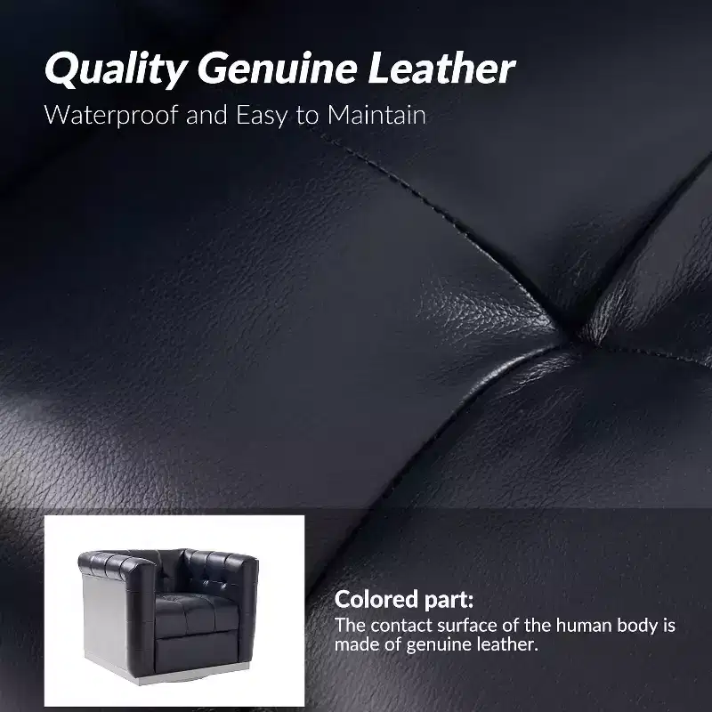 Frankie Modern Genuine Leather Swivel Club Chair| HULALA HOME
