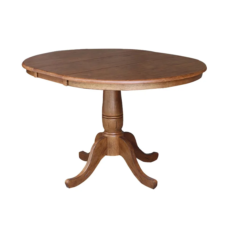 36 Round Top Pedestal Ext Table with 12 Leaf and 4 Madrid Chairs