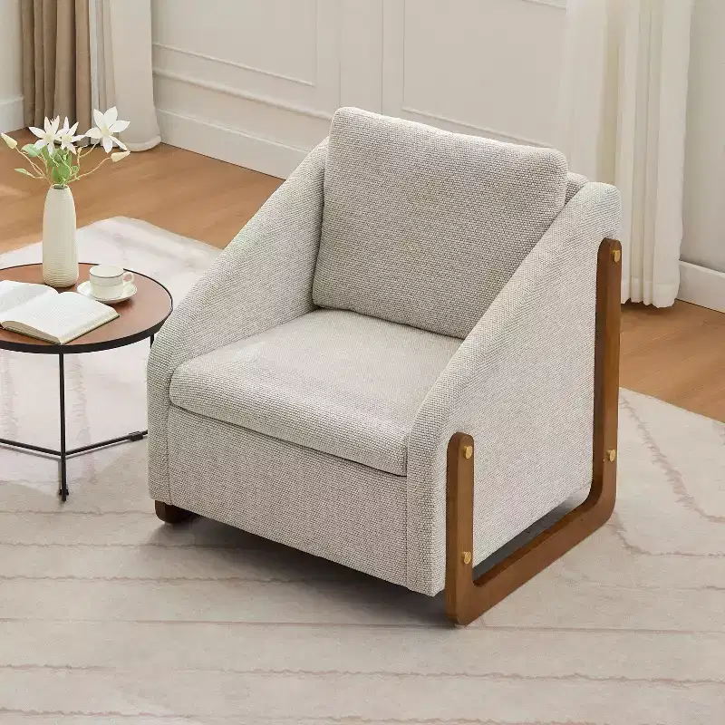TUYOHW Modern Accent Chair with Chenille Cushioned Seat & Backrest Single Sofa with Wooden Side Frame Accent Chairs for Living Room, Bedroom