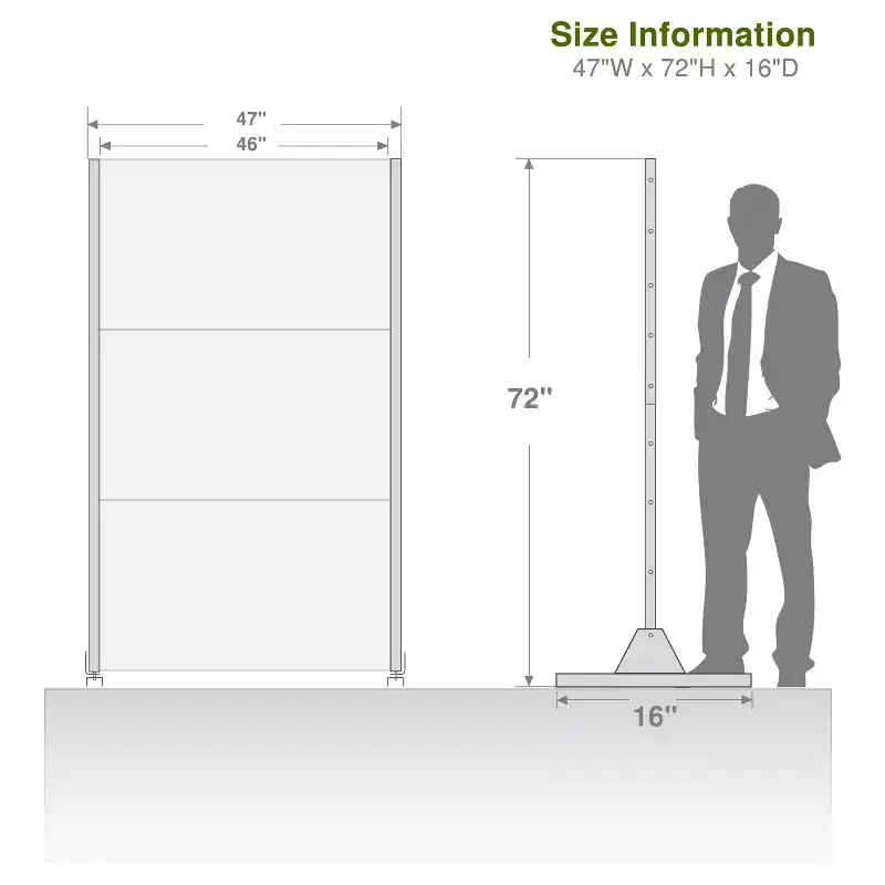 Abraham Grid Black Galvanized Steel Screen 183*120*40cm