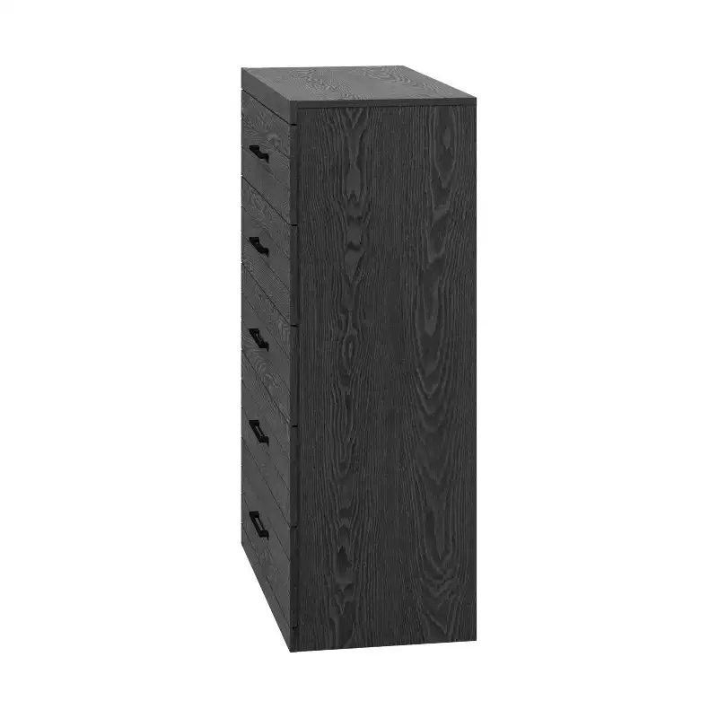 Galano Hamsper 5 Drawer Chest (Interlock) - Dark Grey Oak