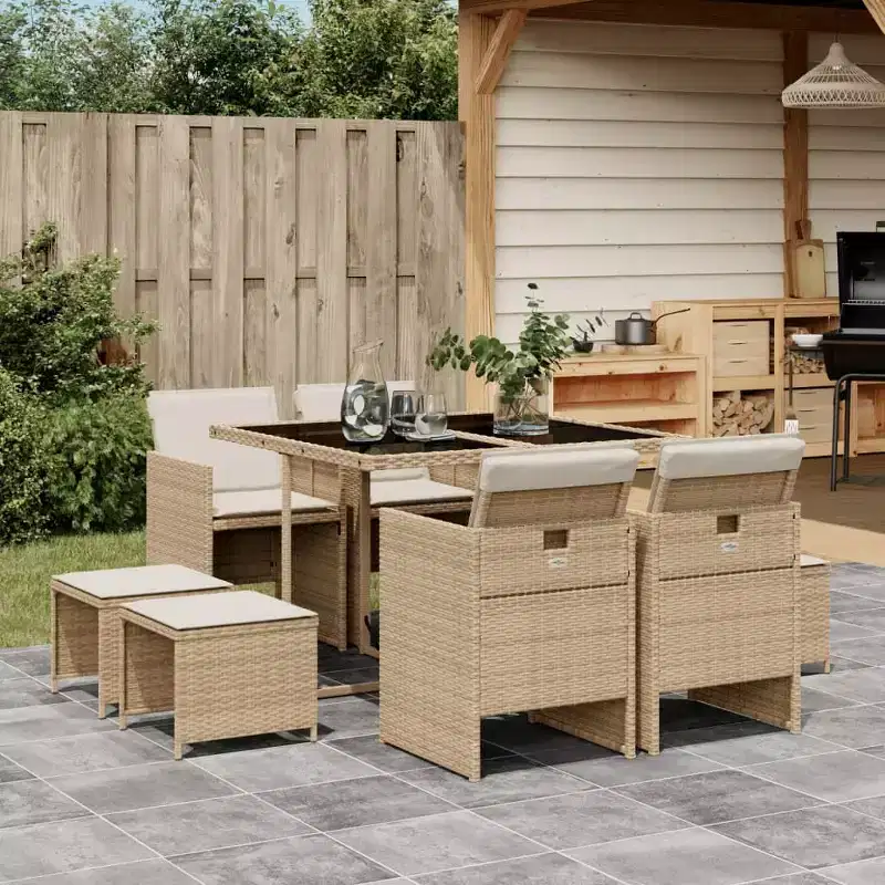 vidaXL Outdoor Dining Set with Removable Cushions in Multiple Colors
