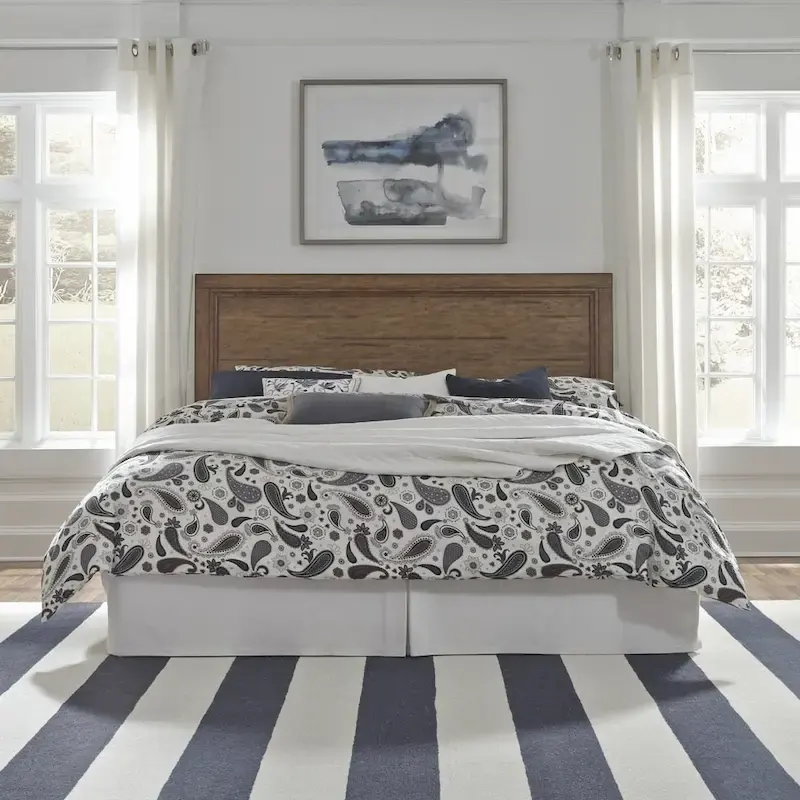 Carbon Loft Wallace Aged Toffee Wood and Veneer King Headboard