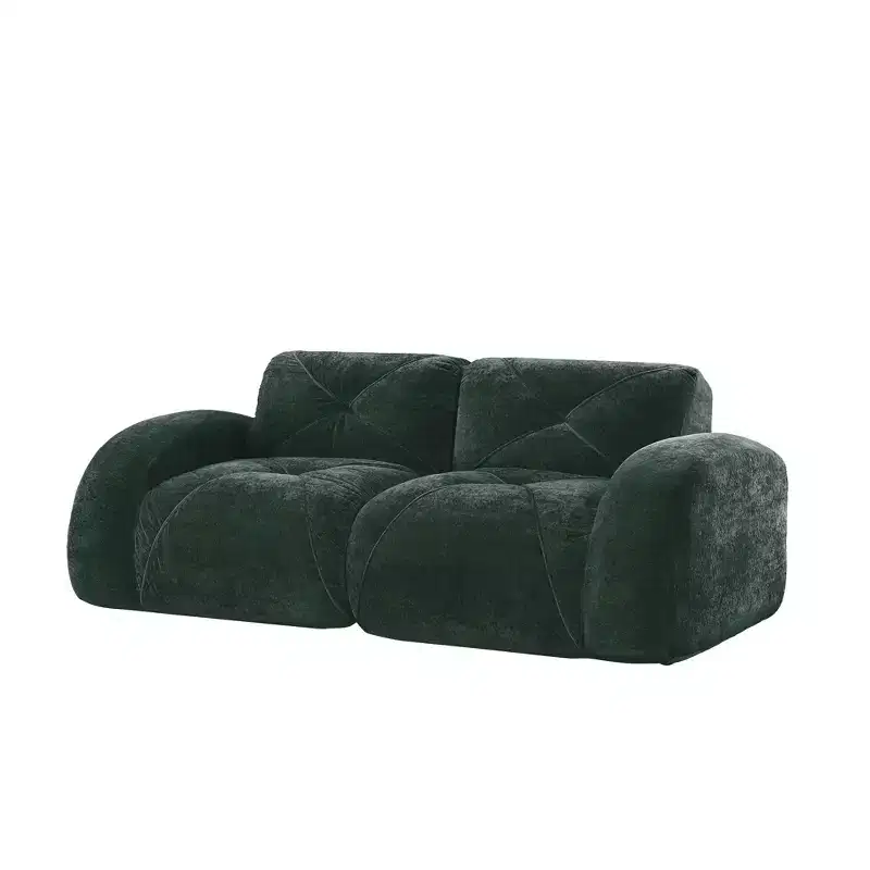 Clihome 2-Seater Tufted Sofa Couches with boneless Sofa,Soft Velvet Fabric,Bottom Anti-Slip Design,32D High Density Sponge,Ergonomic Design Bottom