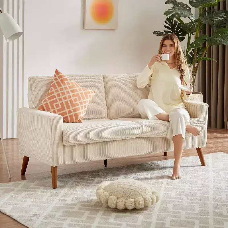 68 Loveseat Sofa Comfy Couch,Modern Loveseat Couches for Living Room/Bedroom,Comfy Sofa with Spring Cushion,Solid Wood,Tool-Free Assembly